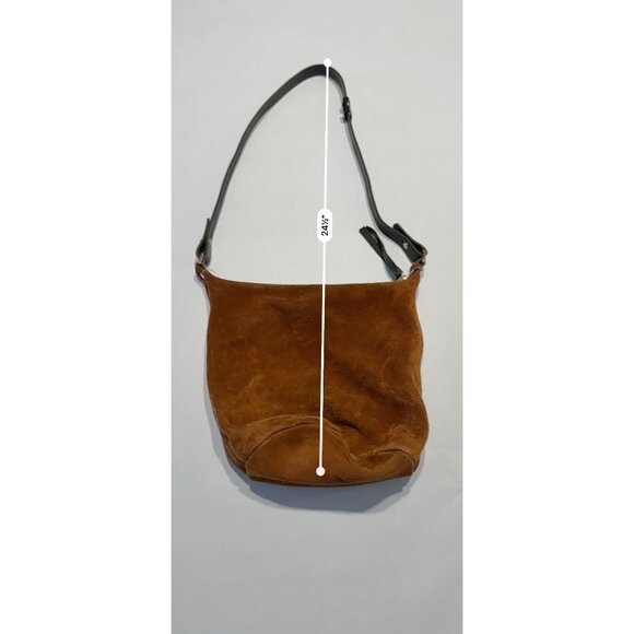 Clare V Jeanne Dark Brown Suede Black Leather Bucket Bag - Picture 4 of 9